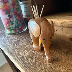 Wooden Elephant Toothpick Holder